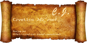 Czvetics József névjegykártya
